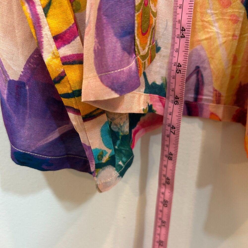 Powder Floral Bright Graphic Kimono Robe Soft Viscose/Pockets Belt OS - Picture 10 of 11